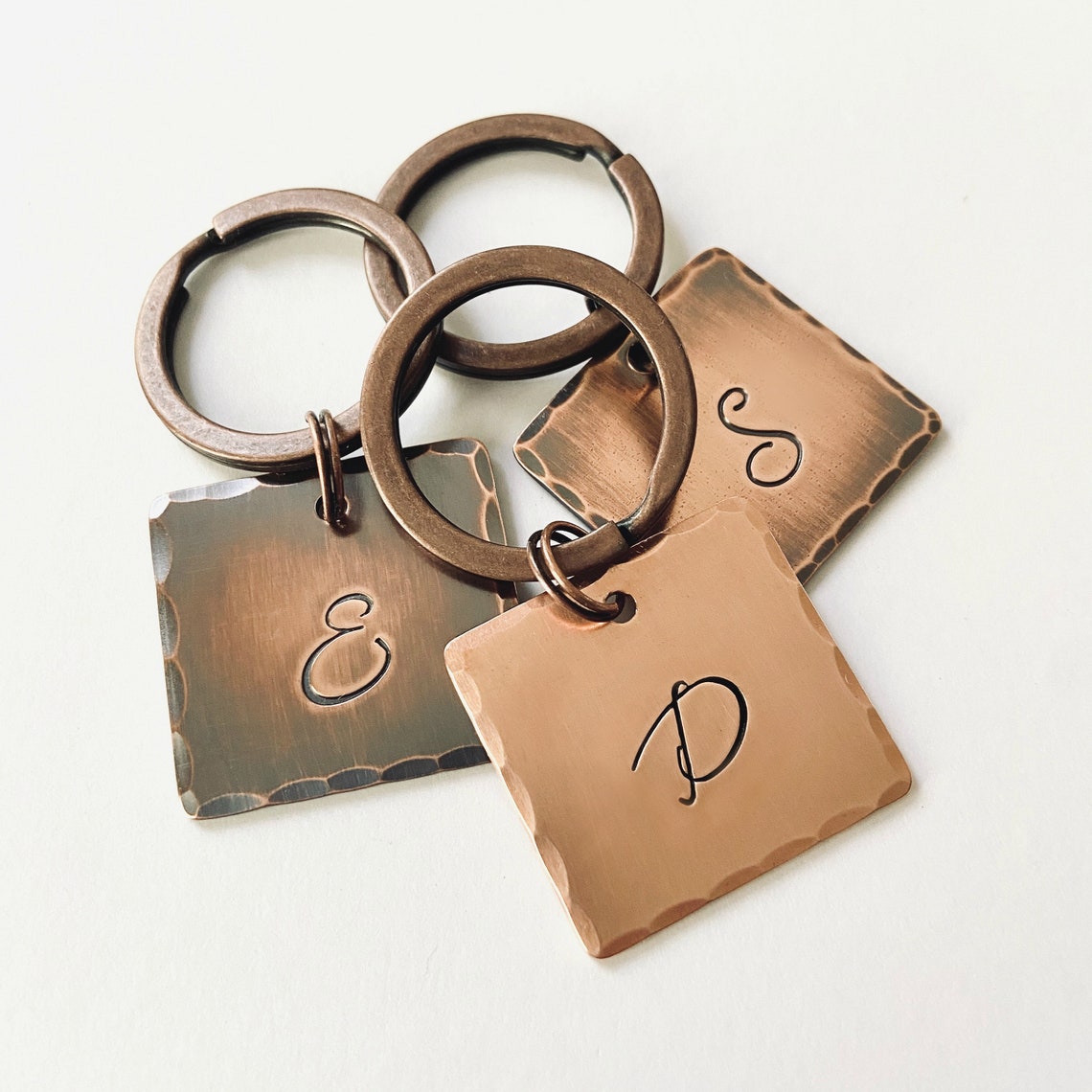 Copper Initial Keychain Personalized Gifts Keychains for Etsy Israel