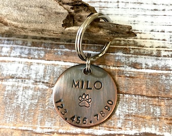 Copper Custom Pet Tag, Small Medium Personalized Dog Cat ID