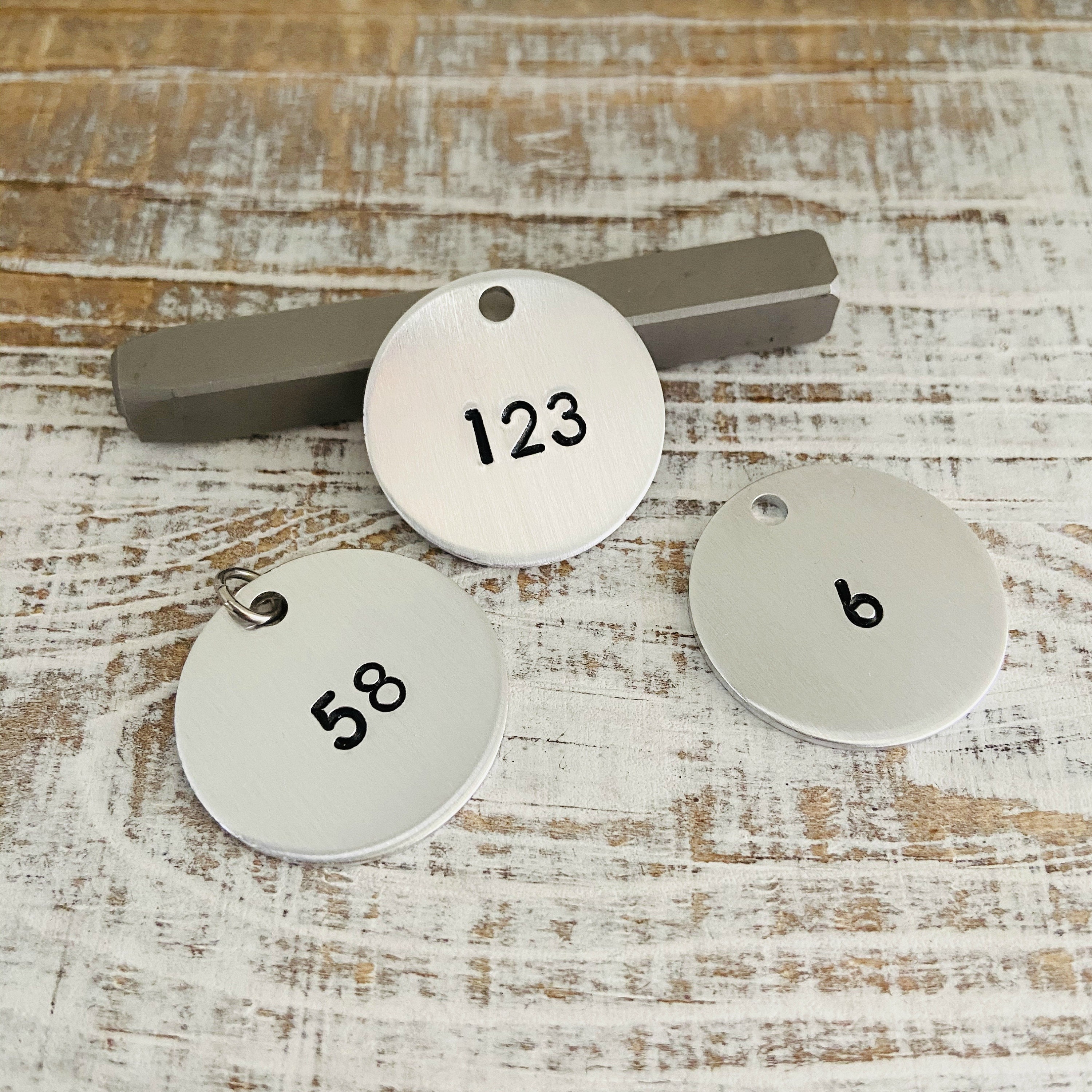Metal Number Tags Hand Stamped 1 Inch Disc Custom Labels | Etsy