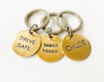 Custom Brass Keychain, Personalized Gift For Her, Name Key Chain