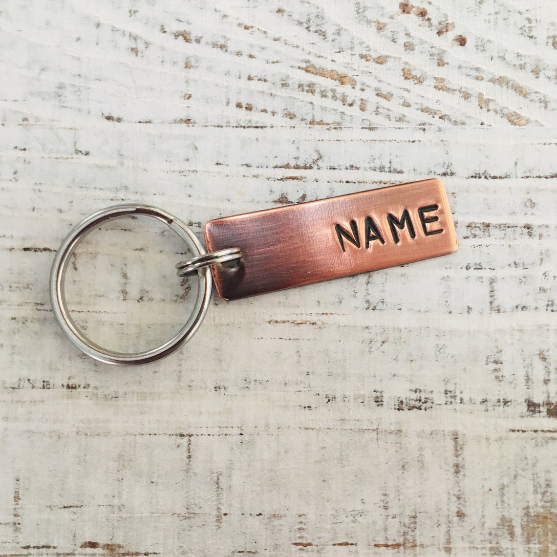 Personalized Keychain Copper Handstamped Keychain Name Key Etsy