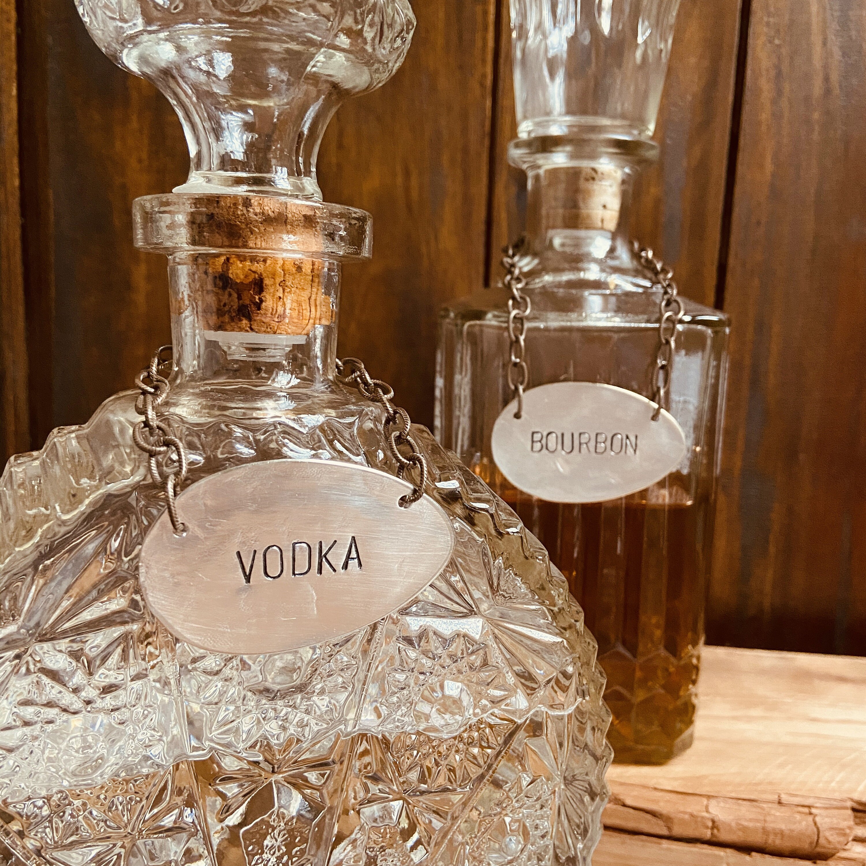 Set of 4 Custom Decanter Tags Vintage Spoon Bottle Labels Etsy