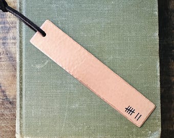 7th Anniversary Gift, Copper Bookmark, 22nd Anniversary, Tally Marks, Book Lover Gifts, Gift For Husband Wife