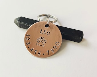 Custom Dog Tag, Large Copper Personalized Pet ID, Dog Tag for Collar