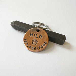 Copper Custom Pet Tag, Small Medium Personalized Dog Cat ID