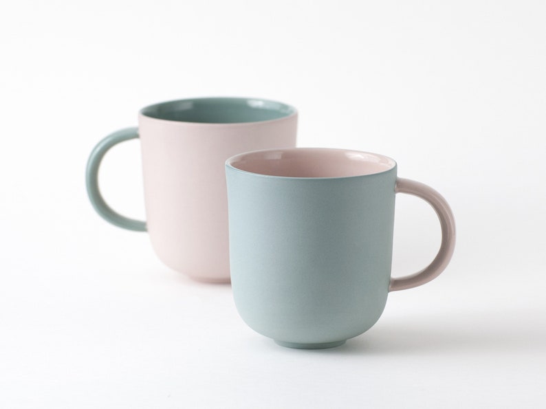 Large ceramic mug with a handle, perfect for tea or coffee, pastel shades, handmade to order image 1