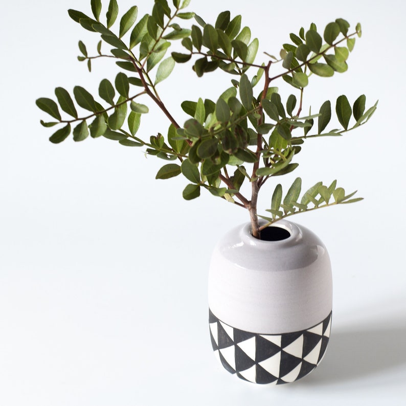 Funky Flower Vases Modern Bud Vase Ceramic Color Block Black - Etsy