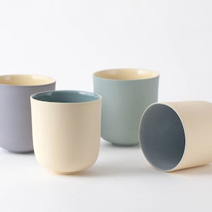 En stock: Taza de café alta sin asa, colores pastel, taza de porcelana de alta calidad hecha a mano