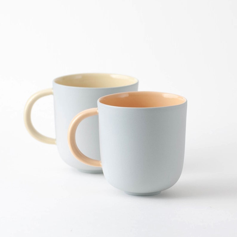 Large ceramic mug with a handle, perfect for tea or coffee, pastel shades, handmade to order image 7
