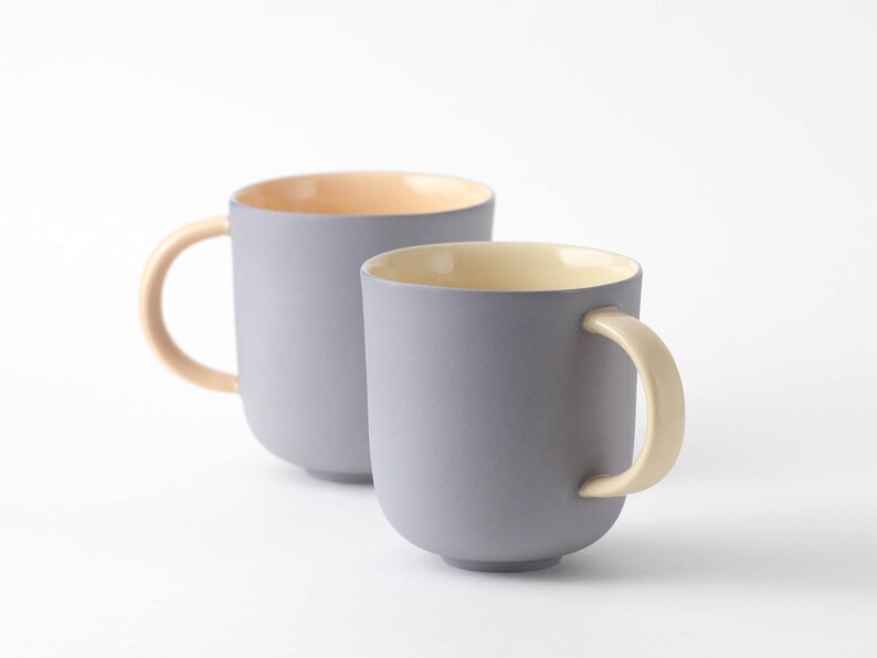 Large ceramic mug with a handle, perfect for tea or coffee, pastel shades, handmade to order image 6