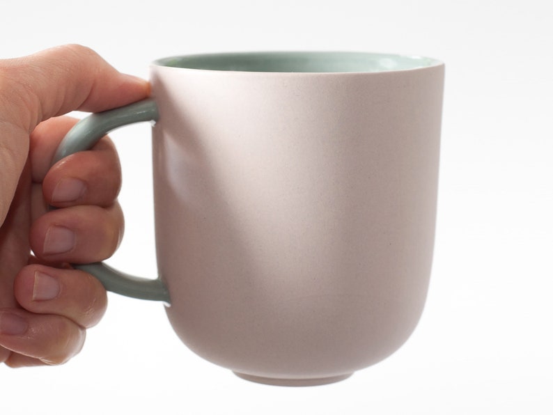 Large ceramic mug with a handle, perfect for tea or coffee, pastel shades, handmade to order image 3