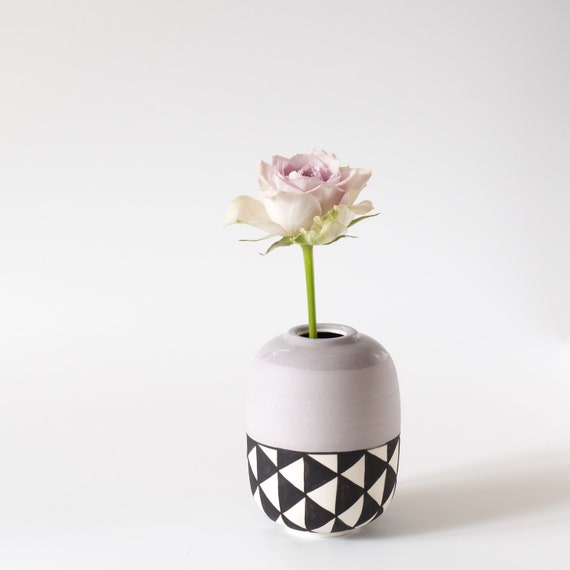 Funky Flower Vases Modern Bud Vase Ceramic Color Block Black Etsy
