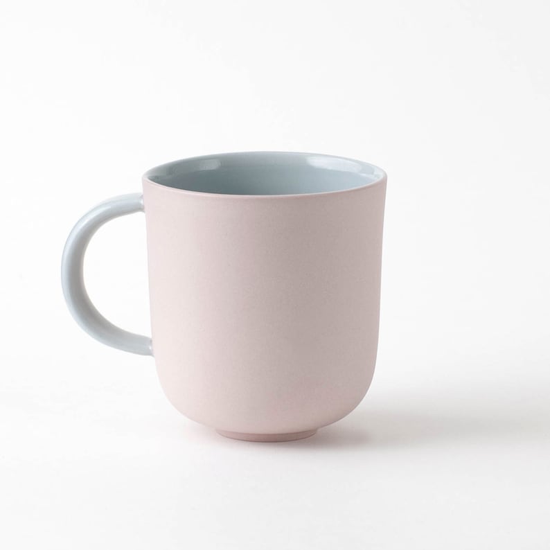 Large ceramic mug with a handle, perfect for tea or coffee, pastel shades, handmade to order image 2