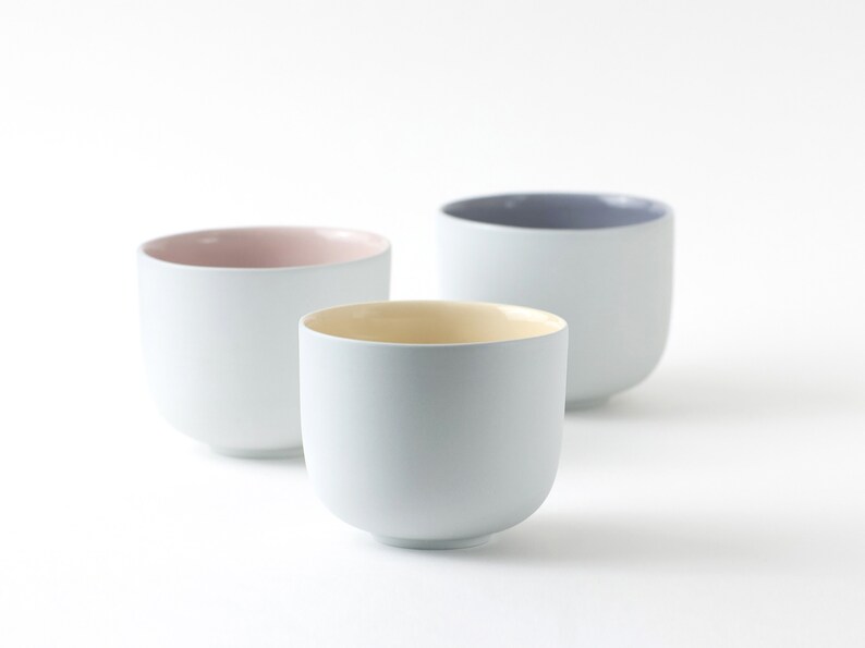 Minimalist cups in a range of pastel colors, porcelain tumblers perfect for pour over, coffee lover gift, coffee brewers cup, made to order image 1