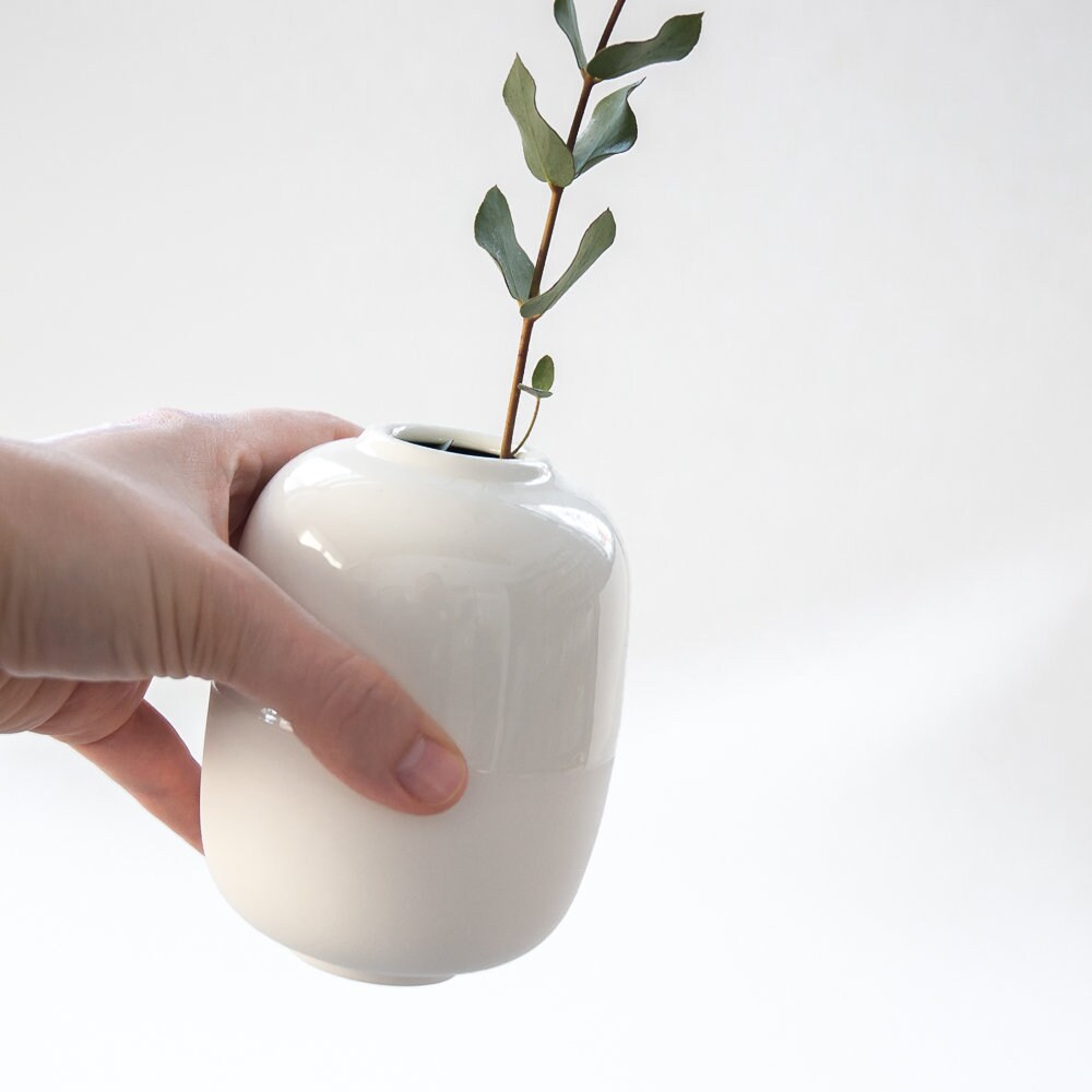 Small White Vase Minimalist Decor Porcelain Bud Vase White Etsy