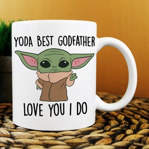 Yoda Mejor Padrino Taza, Mejor Padrino Nunca, Bebé Yoda Taza, Regalo Divertido para Padrino, Padrino Tarjeta de Cumpleaños, Mejor Padrino del mundo
