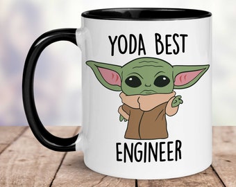 Yoda Mejor Ingeniero Taza, Mejor Ingeniero Nunca, Bebé Yoda Taza, Regalo Divertido para Ingeniero, Ingeniero Tarjeta de Cumpleaños, Mejor Ingeniero del Mundo