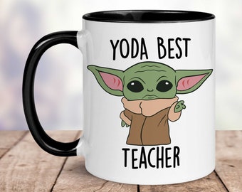 Yoda beste Lehrer Becher, beste Lehrer jemals Geschenk, Baby Yoda Becher, lustiges Geschenk für Lehrer, Lehrer Geburtstagskarte, Welt beste Lehrer Geschenk