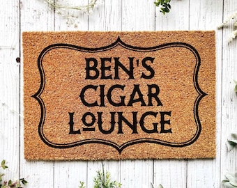 Letrero personalizado para bar de puros, decoración para el hogar, accesorios de bar, letrero personalizado para puros, regalo para amantes de los puros, felpudo para el salón de puros, regalo para el Día del Padre