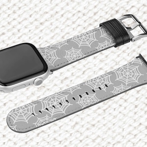 Spider Webs Halloween Watch Band, Spooky Apple Watch Band, Leather Engraved Smart Watch Band, Gothic Iwatch Band Strap, 38mm 42mm