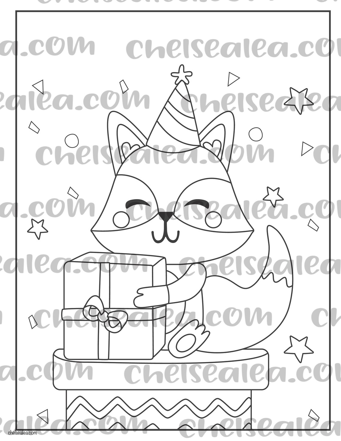 Fox Birthday Coloring Page Instant Download | Etsy Schweiz