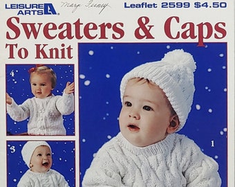 Sweaters & Caps To Knit For Baby Four Designs Sizes 1,2 And 4 Leisure Arts By Carole Prior