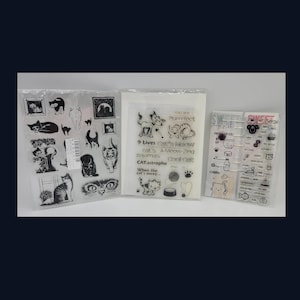 Cat Themed Clear Stamp Sets - 4 Pack Purr-fectly Fun Crafting: for Paper Crafts