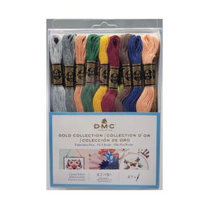 DMC Embroidery Floss Pack - Limited Edition Gold Collection, 27 Assorted Colors, 8.7yd Skeins for Cross Stitch & Needlework