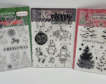 Christmas Stamp Collection: 3 Pack of Clear Rubber Stamps for Holiday Projects