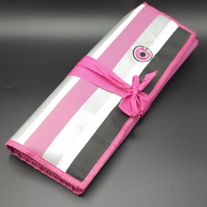 Knitting Needle Roll Up Tote: Pink, Gray & Black - Creative Options