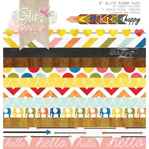 Color Me Happy Paper Pad: Glitz Design Scrapbook Sheets (6x6 inches, USA Made)