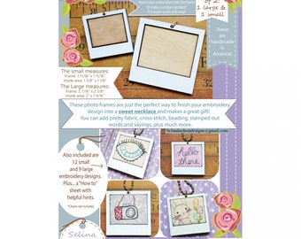 Photo Frames Embroidery Pendant Blanks 2-Pack For Embroidery, Cross-Stitch, Beading & More!