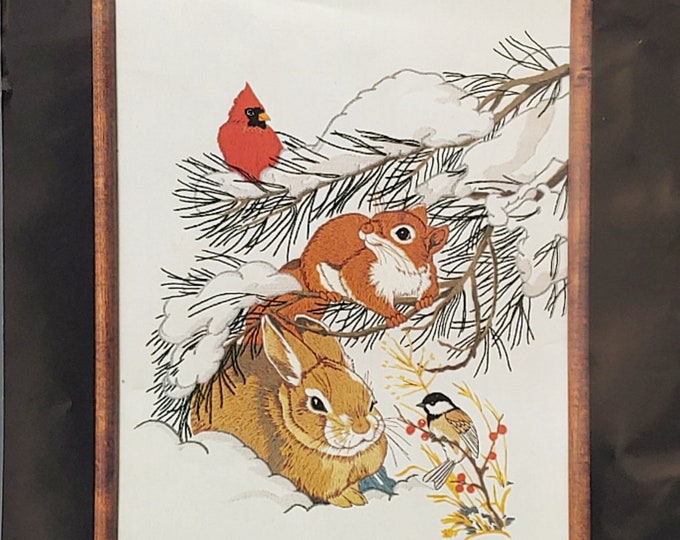Vintage Dimensionscrewel Embroidery Kit Winter Friends Etsy