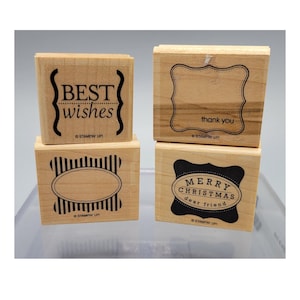 Vintage Stampin Up! Cute & Curly 4-Piece Stamp Set for Craft Cards, Scrapbooking, DIY Paper Art Supplies