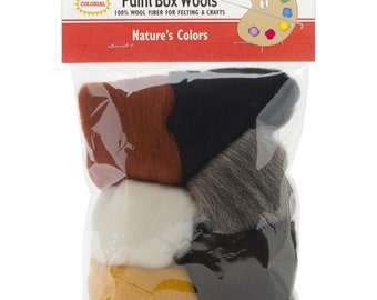 6/Pkg Wool Fiber Color Assortment in Natures Colors - Perfect for Felting Projects