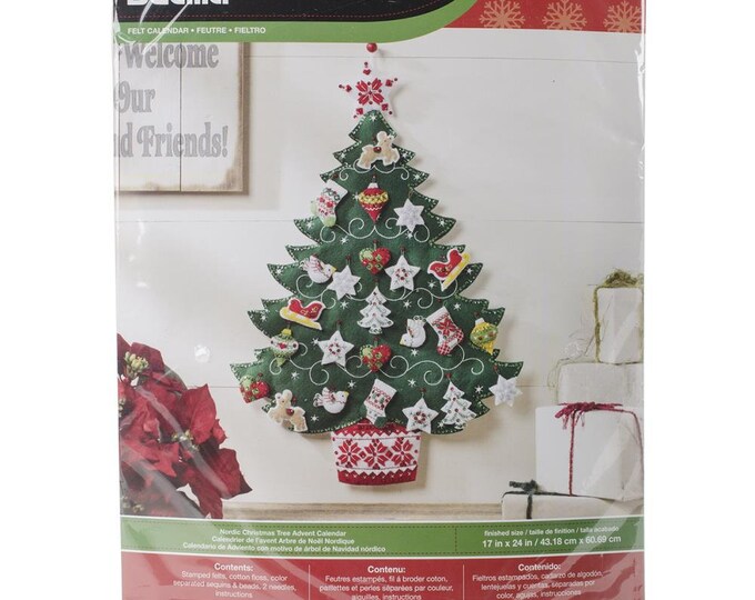 Bucilla Advent Calendar Felt Applique Kit Nordic Christmas Etsy