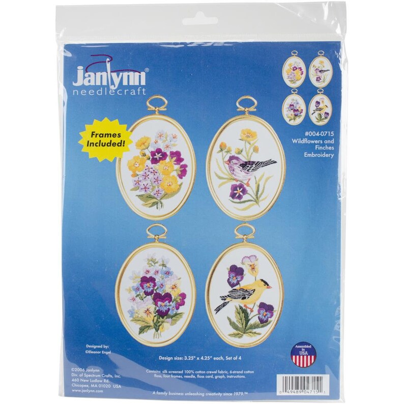 Janlynn Embroidery Kit 3.25x4.25 Set of 4 Etsy