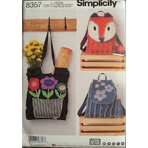 Rag Quilted Purses & Tote Bags Sewing Pattern Simplicity 8357 DIY Fabric Handbag Craft Pattern