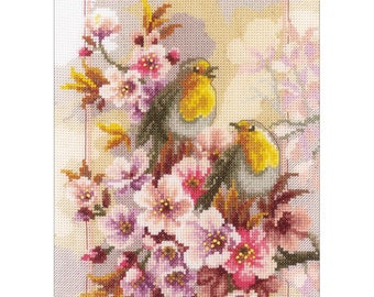 Chirping Robins Cross Stitch Kit by Vervaco - 8.4" x 11.2" Design