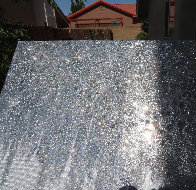 Glitter Painting Silver Glitter Painting Silver Glitter Art Etsy