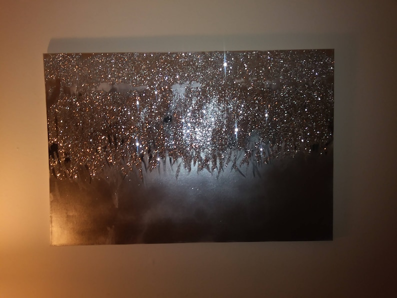 Glitter Painting Silver Glitter Painting Silver Glitter Art Etsy