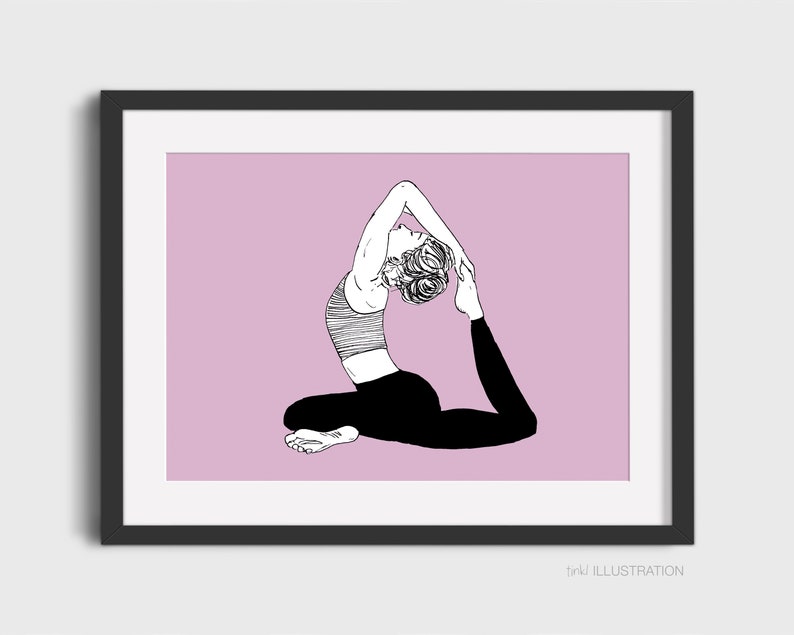 Yoga Illustration yoga Girl Art Print Yoga Art Etsy