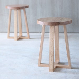 Round Side Table Wooden Stool Bedside Table image 8