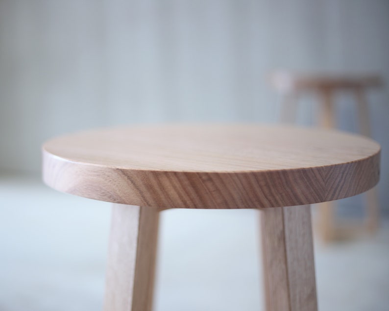 Round Side Table Wooden Stool Bedside Table image 2