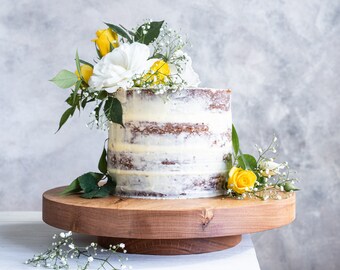 Cake Stand | Wooden Cupcake Display | Round Timber Pedestal