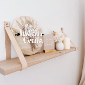 Leather Strap Timber Shelf: Curved Edge Wooden Shelves image 2