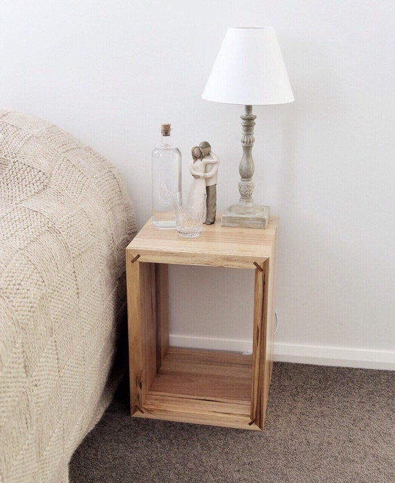 Cube Side Table Accent Bedside, Reclaimed Wood End Table Lamp Uk