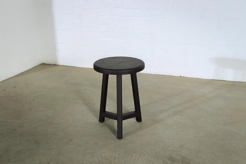 Black Round Stool | Wooden Side Table - Etsy