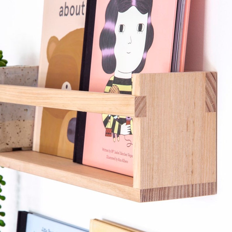Small Shelf Wooden Book Ledge Timber Nursery Shelves Spice Rack image 3