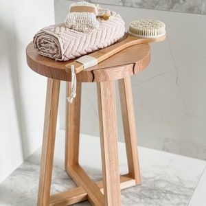 Round Side Table Wooden Stool Bedside Table image 4